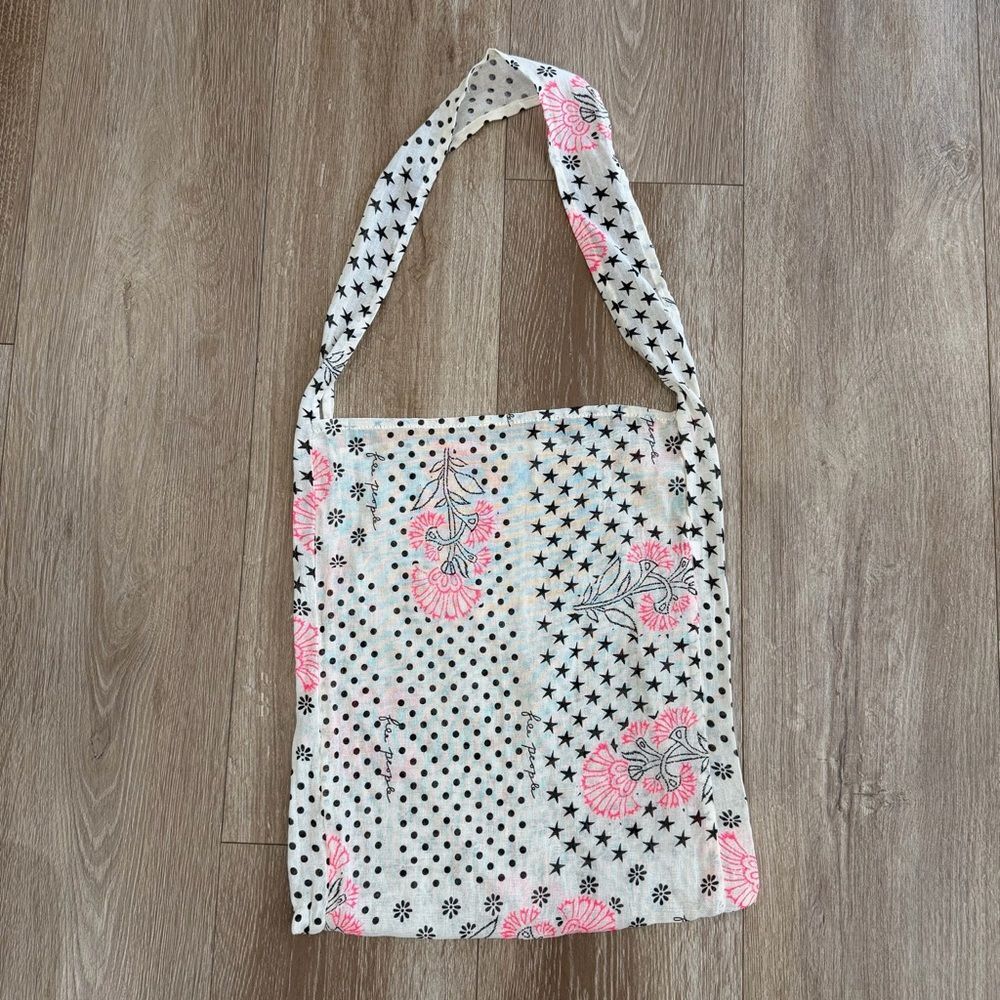 Free People (Set of 2) Shoulder Bag Floral Polka-Dot Stars Gauzy Sheer Boho - Picture 3 of 13